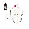 Set de 3 Lampes à Huile Sphère 2L Paraffine Vessiere Cristaux