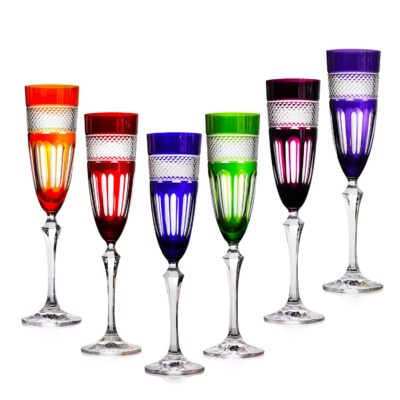 Coffret de 6 verres à pied 22 cl en cristal taillé Couleur multicolore Table  Passion