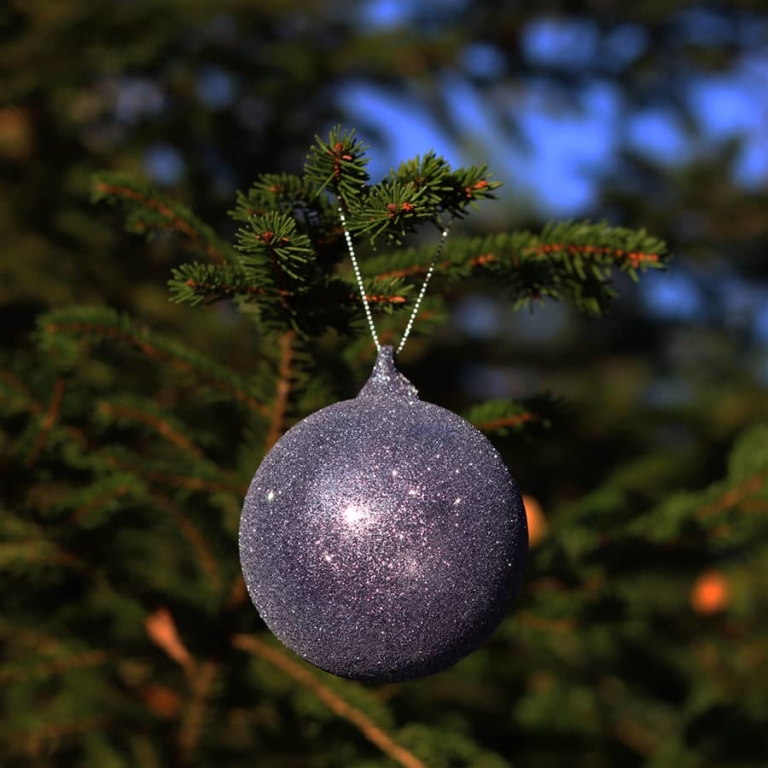 Boule De Noël En Verre Argenté à Paillettes | Vessiere Cristaux